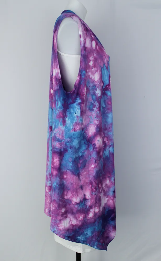 Vest Sleeveless Cardigan - size 1XL - Lavender Garden crinkle