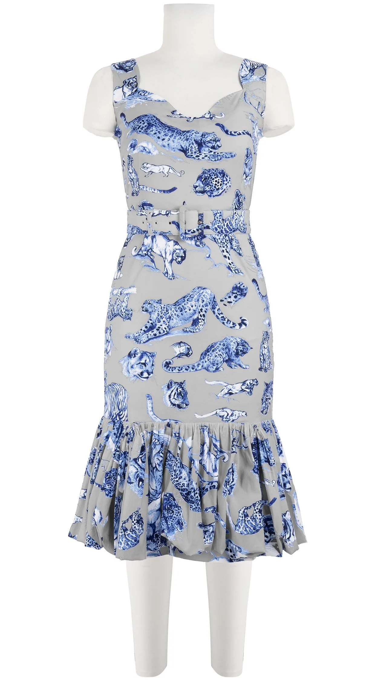 Violet Dress Sweatheart Neck Sleeveless Long Length Cotton Stretch (Tiger Toile Small)