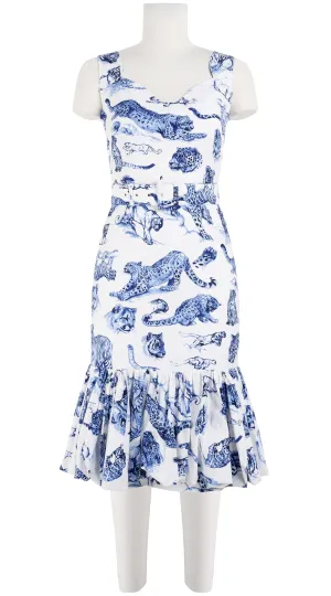 Violet Dress Sweatheart Neck Sleeveless Long Length Cotton Stretch (Tiger Toile Small)