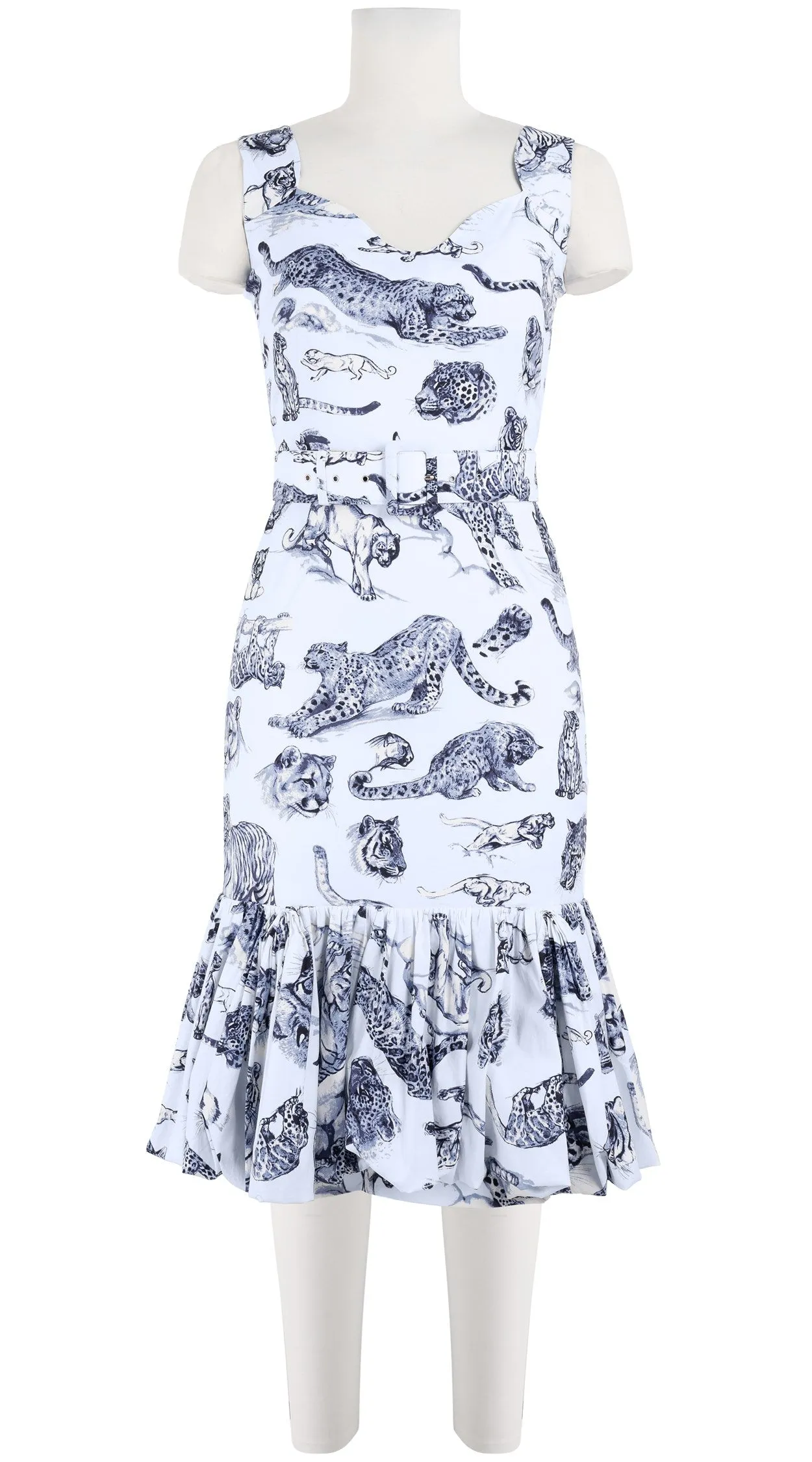 Violet Dress Sweatheart Neck Sleeveless Long Length Cotton Stretch (Tiger Toile Small)