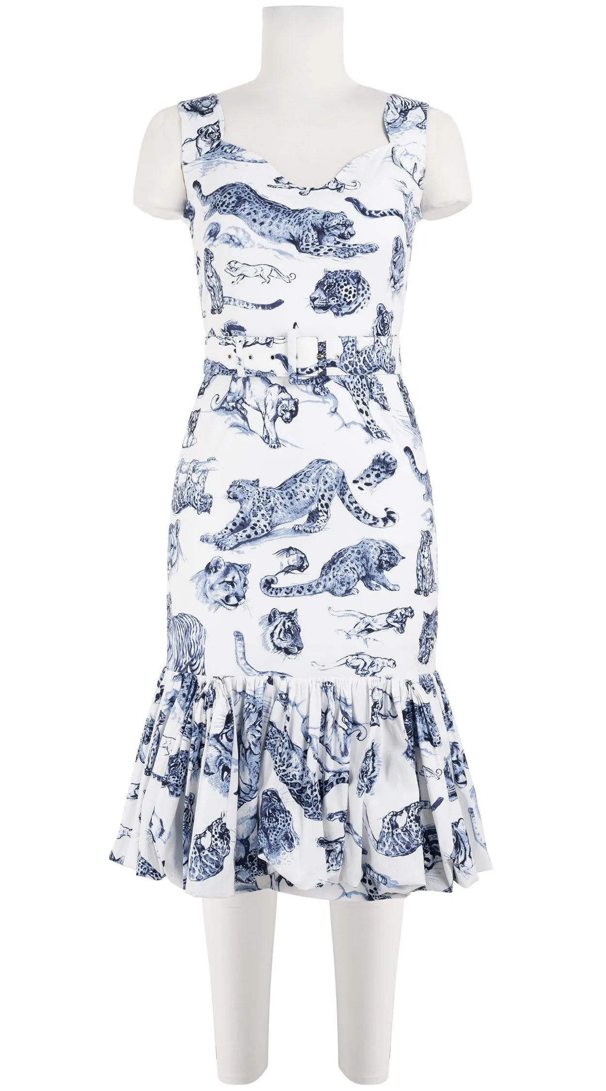 Violet Dress Sweatheart Neck Sleeveless Long Length Cotton Stretch (Tiger Toile Small)