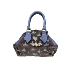 Vivienne Westwood Blue Monogram Faux Fur Top Handle Bag