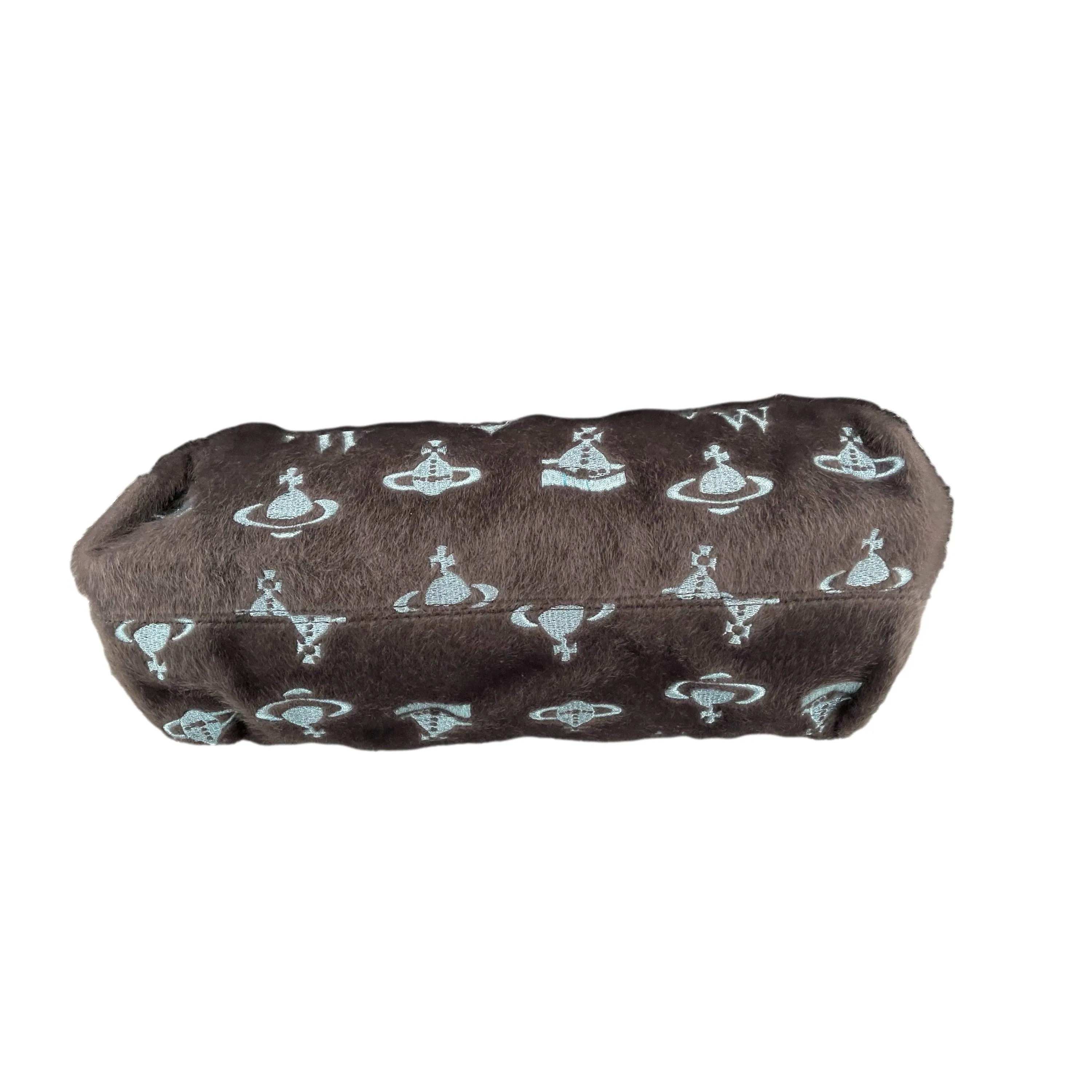 Vivienne Westwood Blue Monogram Faux Fur Top Handle Bag