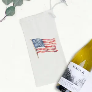Watercolor American Flag - Canvas Wine Bag