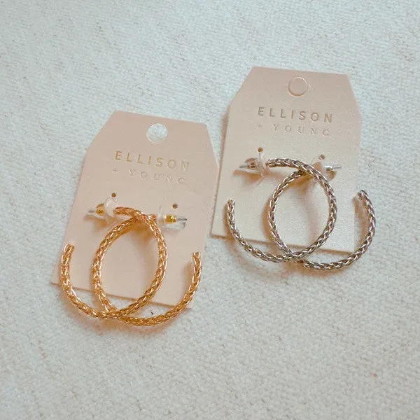 Weaved Golden Wire Hoop Earrings