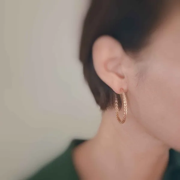 Weaved Golden Wire Hoop Earrings