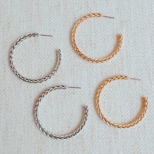 Weaved Golden Wire Hoop Earrings