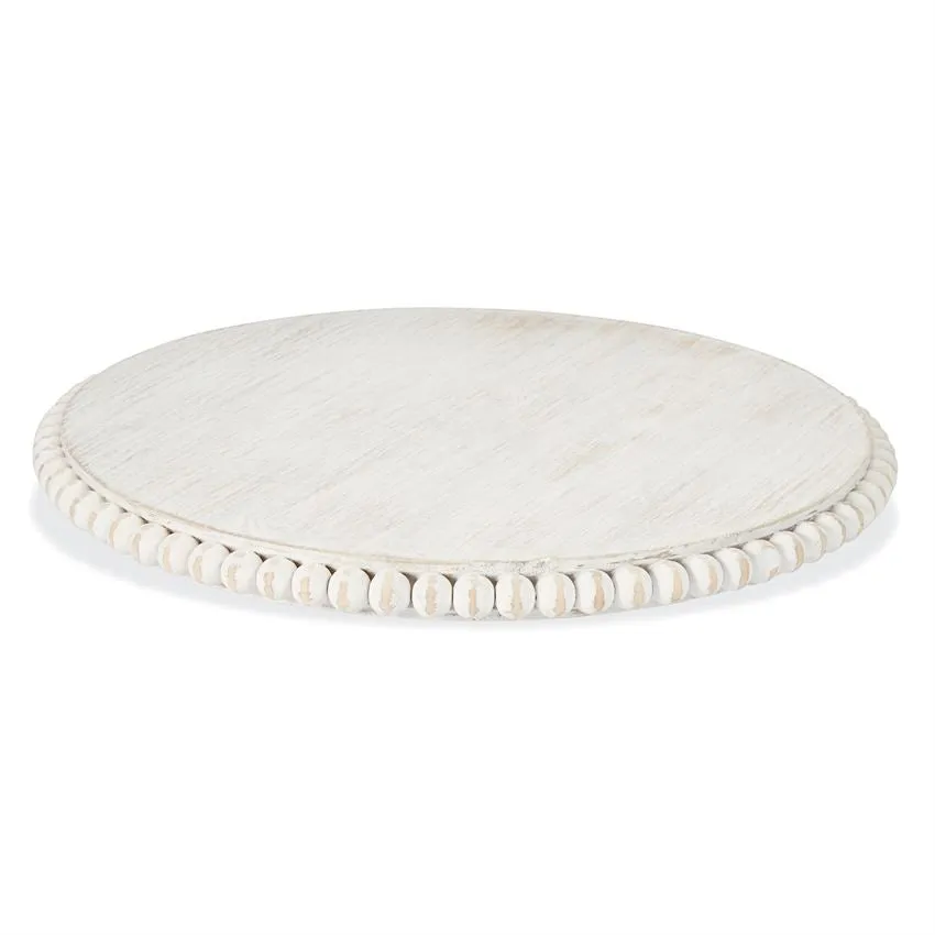 White-Washed Beaded Lazy Susan