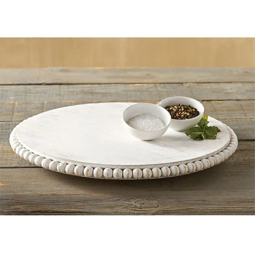White-Washed Beaded Lazy Susan