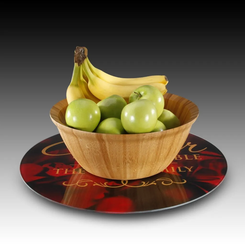 Winter Reflection Glass Lazy Susan Table Spinner 17.75"