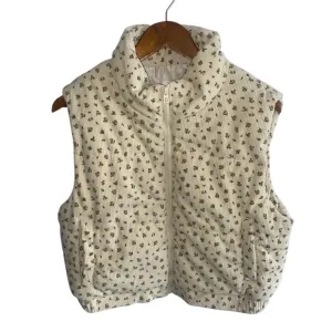 Women's Altar'd State NWT Ivory &amp; Yellow Floral Puffer Vest