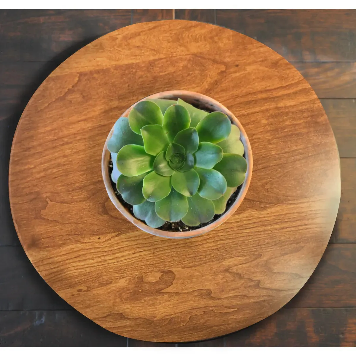 Wooden Round Lazy Susan, Cherry Wood, Washington Cherry Stain