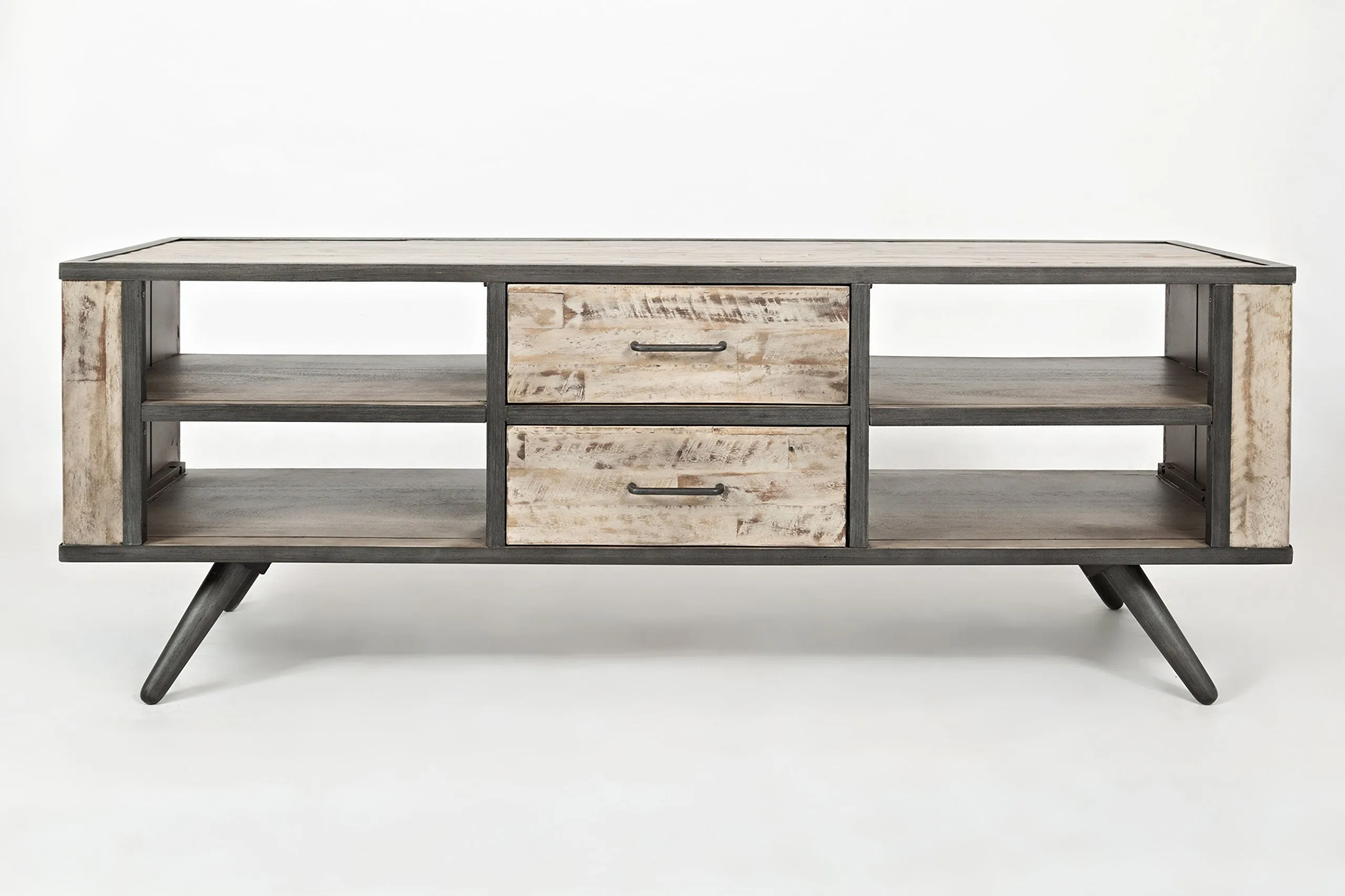 WoodMetal Solid Media Console With Storage, Brown