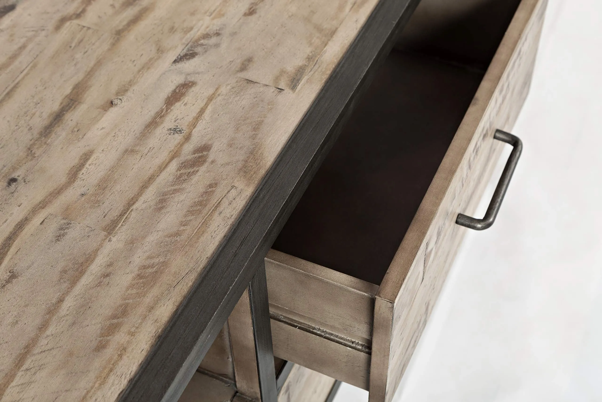 WoodMetal Solid Media Console With Storage, Brown