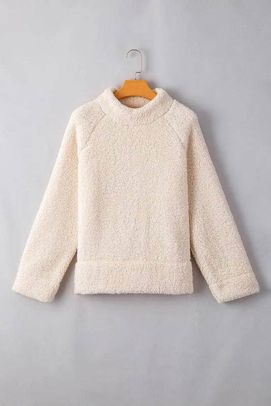 YNIQUE Women Solid Fleece High Neck Pullover Sweatshirt