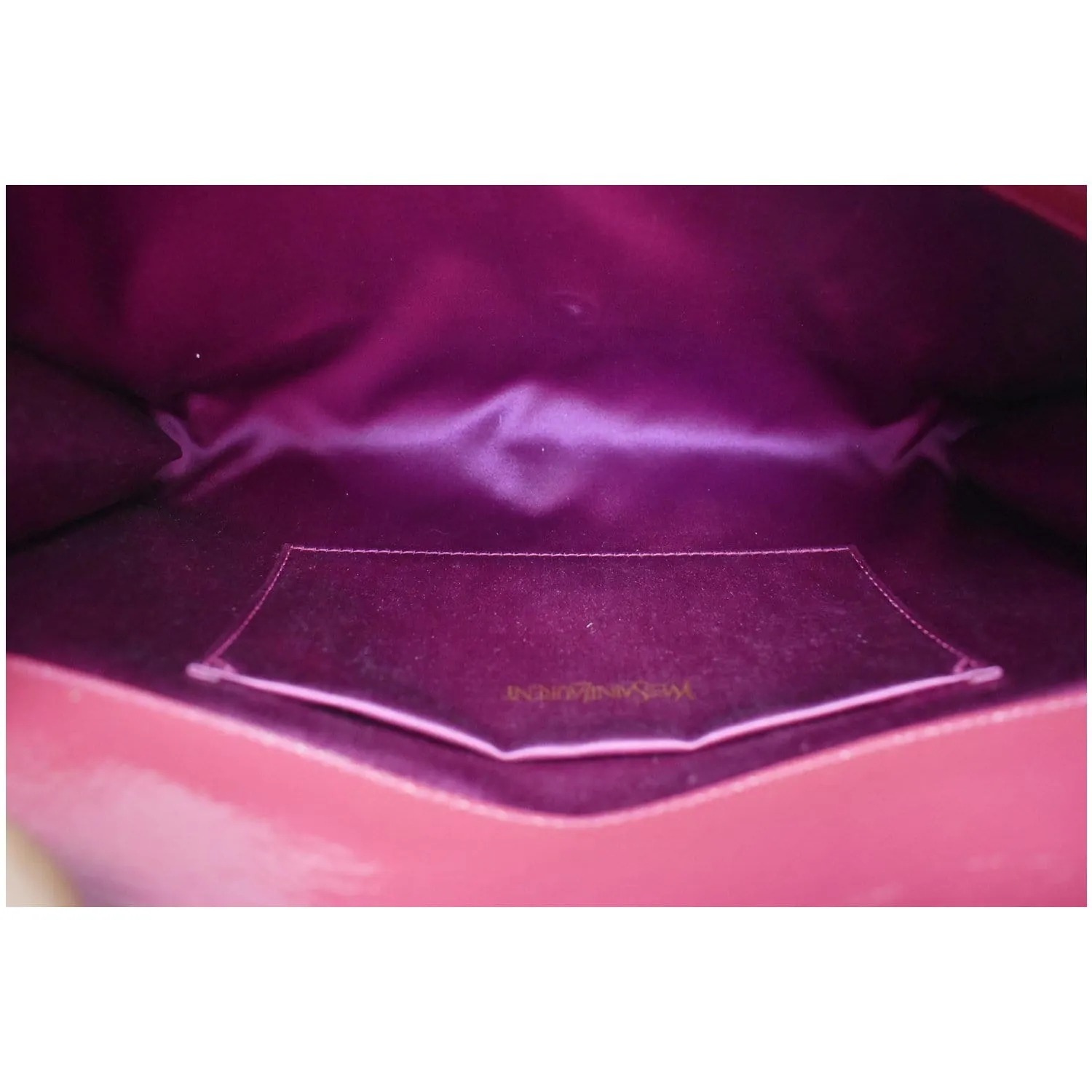 YVES SAINT LAURENT Large Belle de Jour Patent Leather Clutch Bag Pink