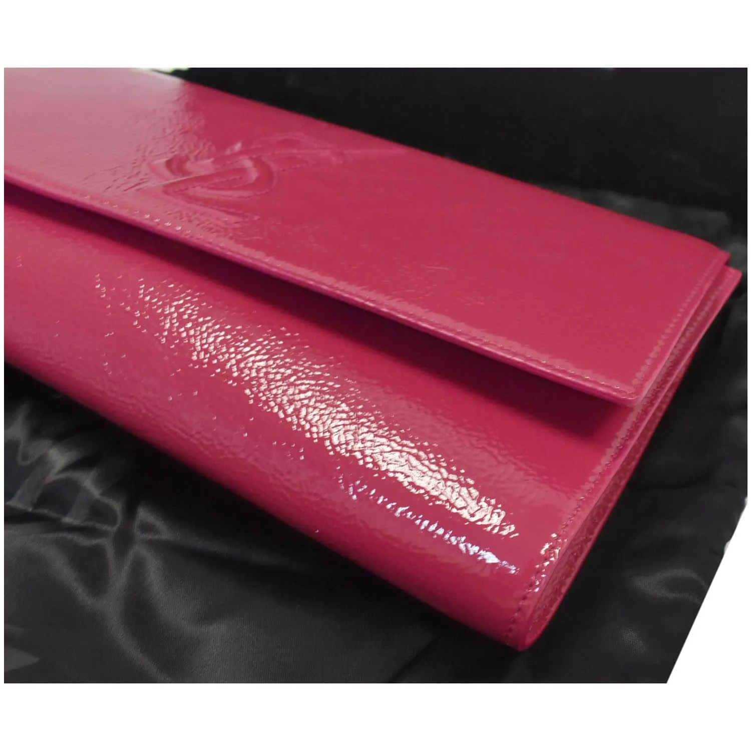 YVES SAINT LAURENT Large Belle de Jour Patent Leather Clutch Bag Pink