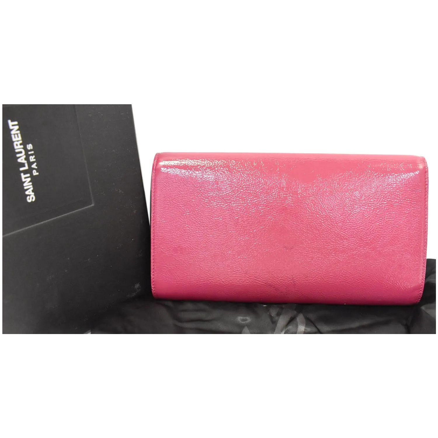 YVES SAINT LAURENT Large Belle de Jour Patent Leather Clutch Bag Pink