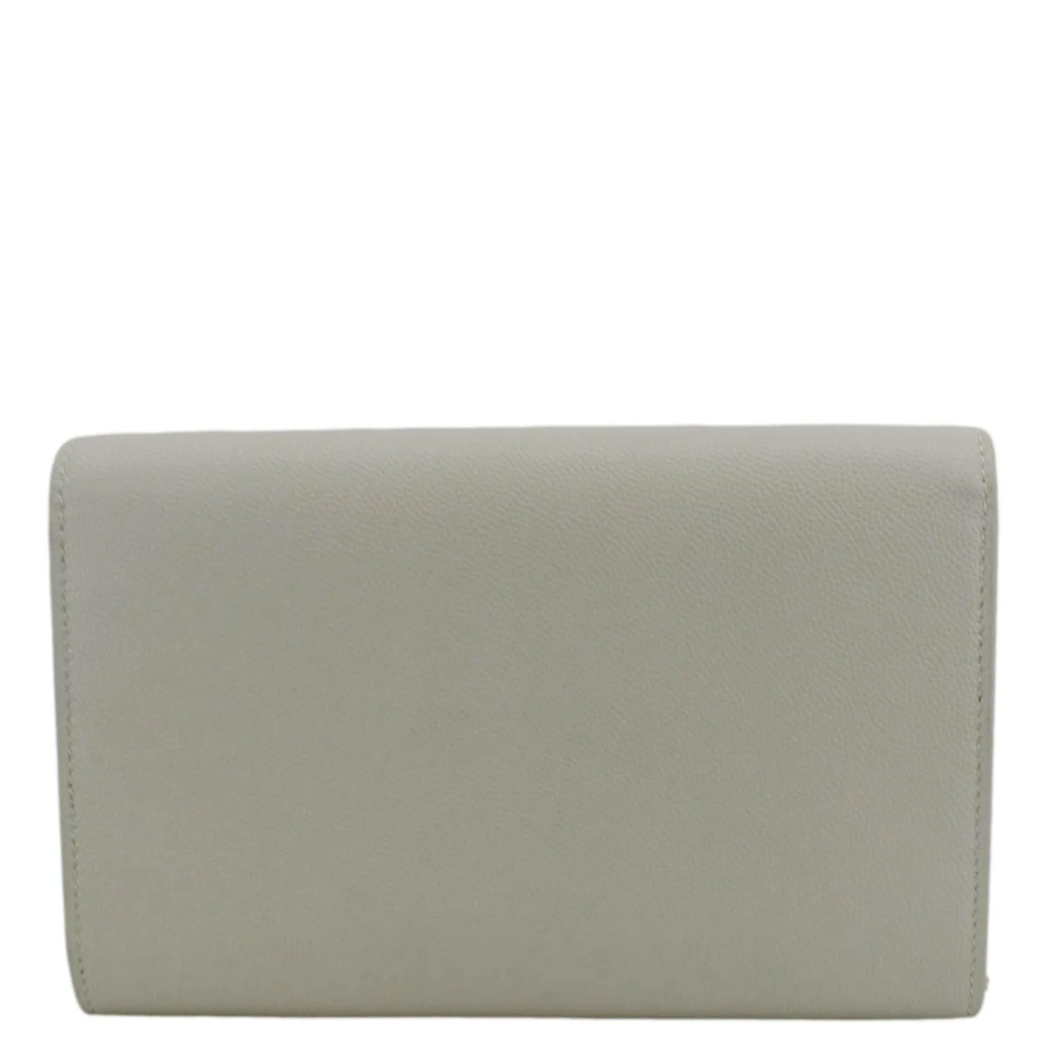 YVES SAINT LAURENT Uptown Grain De Poudre Embossed Leather Chain Wallet White