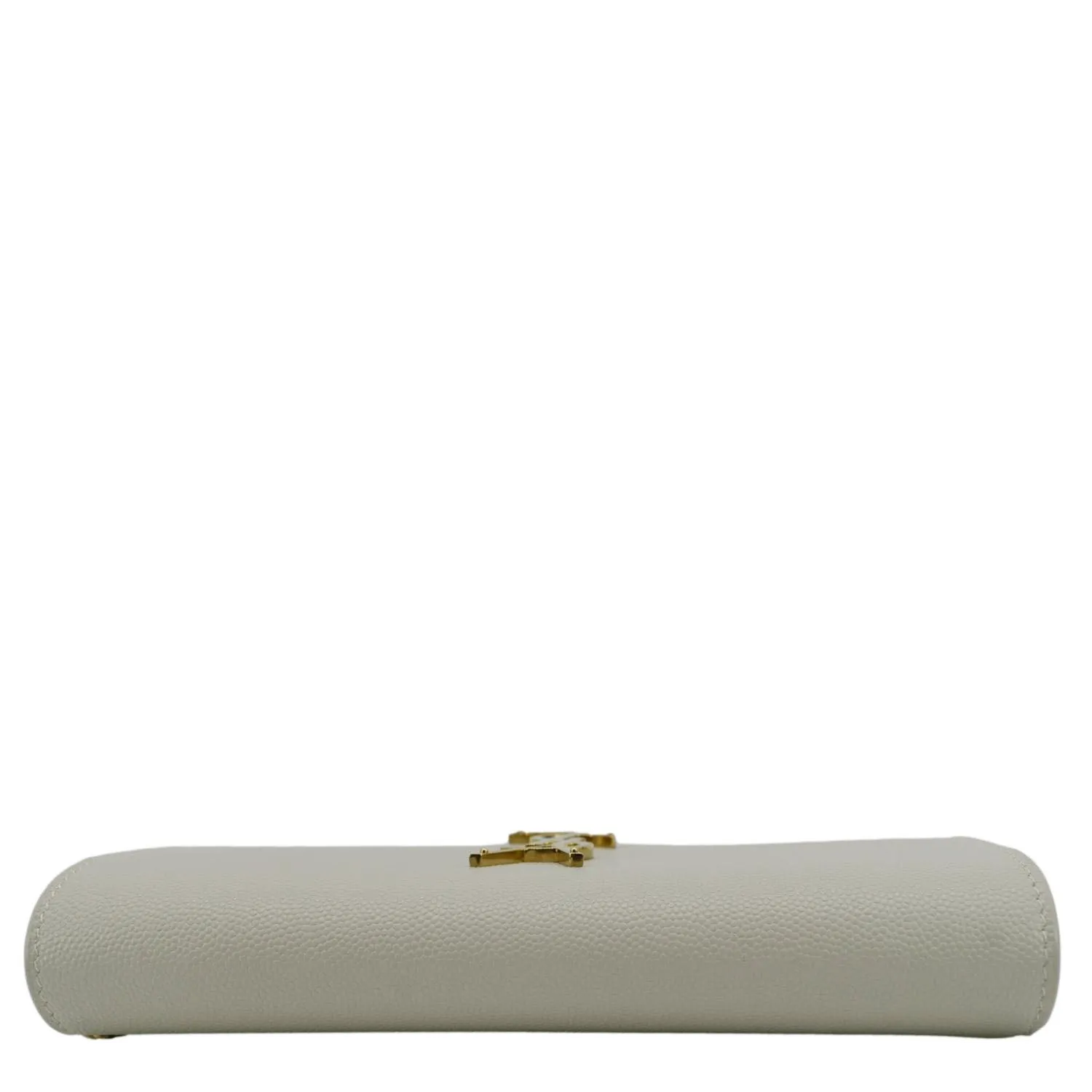 YVES SAINT LAURENT Uptown Grain De Poudre Embossed Leather Chain Wallet White