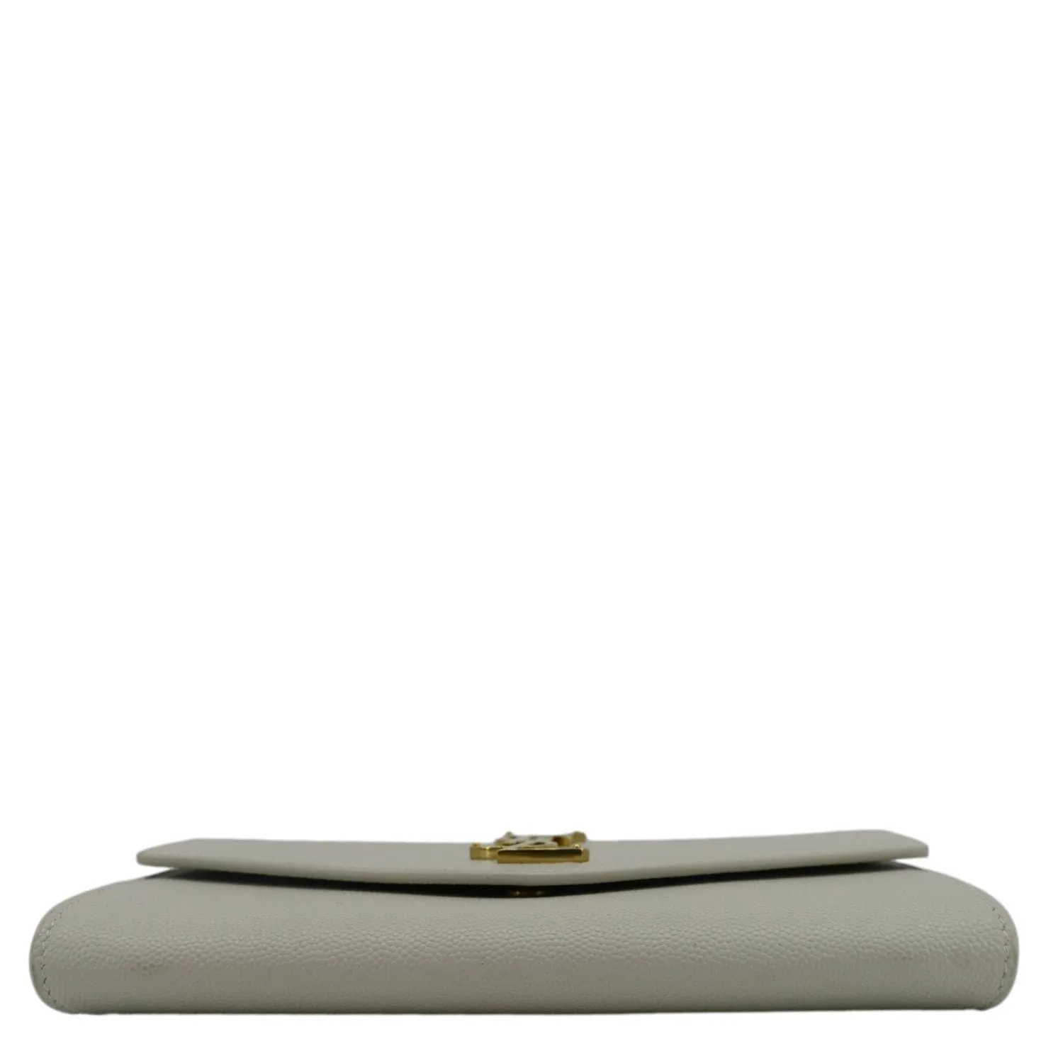YVES SAINT LAURENT Uptown Grain De Poudre Embossed Leather Chain Wallet White