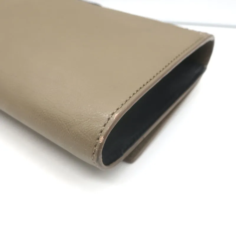 Yves Saint Laurent Y Ligne Clutch Bag Taupe Leather & Snakeskin
