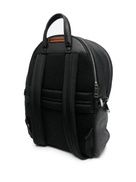 Zegna  BLACK DEERSKIN HOODIE BACKPACK