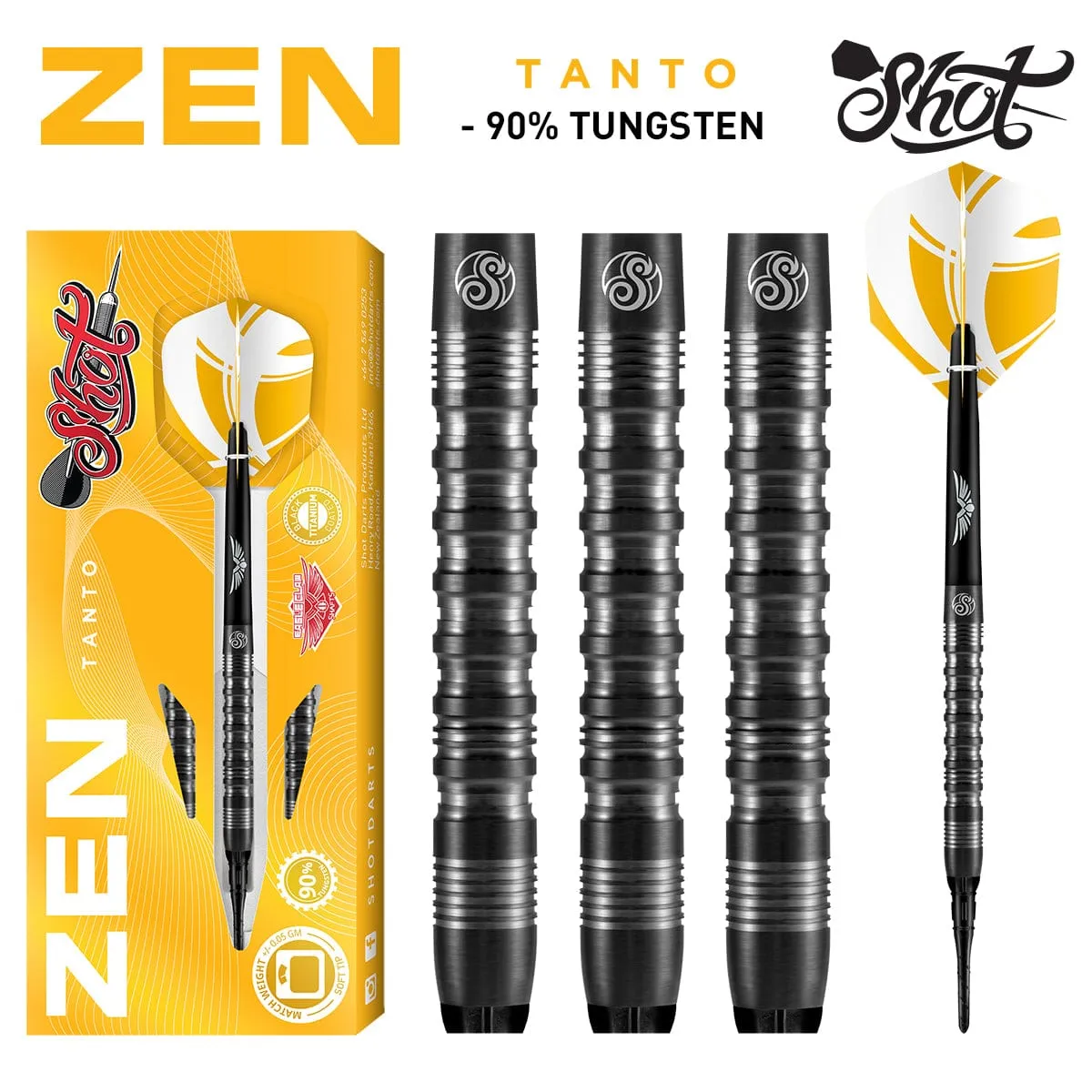 Zen Tanto Soft Tip Dart Set-90% Tungsten Barrels